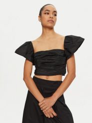 PINKO Bluzka Debra 100600 Y3LE Czarny Regular Fit. Czarne bluzki Pinko, bez wzorów, z syntetyku, bez kołnierzyka, bez ramiączek. Za 339.99 zł.