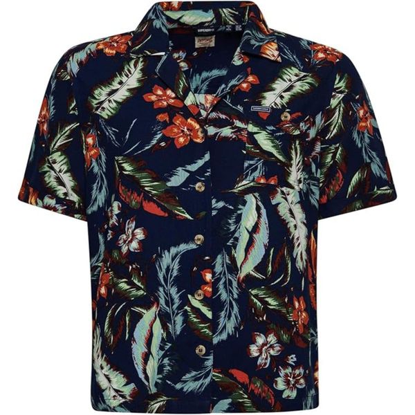 Koszula turystyczna damska SuperDry Vintage Resort. Niebieskie koszule Superdry, xs, bez wzorów, z wiskozy, casualowe, bez kołnierzyka, bez ramiączek. W wyprzedaży za 97.00 zł.