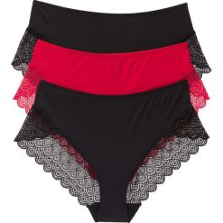 Figi maxi "panty" z mikrofibry (3 pary) bonprix czarno-czerwony. Bokserki damskie marki KALENJI. Za 53.97 zł.