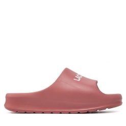 Klapki Lacoste. Czerwone klapki Lacoste, bez wzorów, bez obcasa, bez zapięcia. Za 169.99 zł.