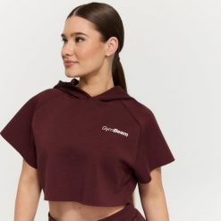Bluza damska fitness z kapturem Relay Cropped. Fioletowe bluzy z kapturem GYMBEAM, m, bez wzorów, z bawełny, z kapturem, na fitness i siłownię. Za 128.90 zł.