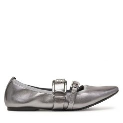 Baleriny DKNY. Szare baleriny DKNY, bez wzorów, bez obcasa, bez zapięcia. Za 319.99 zł.