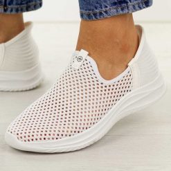 Białe sportowe buty damskie Vinceza 13653. Białe buty sportowe lifestyle VINCEZA, na lato, bez wzorów, z dresówki, bez zapięcia, trekkingowe. Za 139.00 zł.