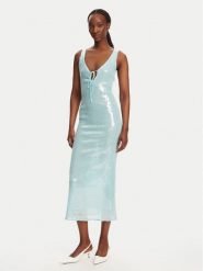BARDOT Sukienka koktajlowa Isha Sequin 59272DB Turkusowy Slim Fit. Niebieskie sukienki Bardot, bez wzorów, z syntetyku, wizytowe, bez kołnierzyka, bez ramiączek. Za 519.99 zł.