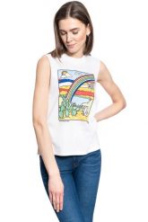 DAMSKI T-SHIRT WRANGLER SLEEVELESS TEE WHITE W7Q6GHX12 112132086. Białe t-shirty Wrangler, s, bez wzorów, bez kołnierzyka, bez ramiączek. Za 69.99 zł.