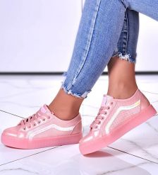 Różowe trampki creepersy na platformie /E9-3 10807 S198/ 37. Czerwone trampki NoName, bez wzorów, bez zapięcia. Za 39.90 zł.