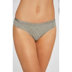 Emporio Armani - Stringi. Szare stringi Emporio Armani, bez wzorów, z bawełny. W wyprzedaży za 49.90 zł.