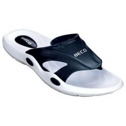 Klapki damskie Beco biało-czarne. Białe klapki 47 Brand, bez wzorów, z materiału, bez obcasa, bez zapięcia. Za 173.99 zł.
