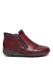 Rieker Botki 44281-35 Bordowy. Czerwone botki Rieker, bez wzorów, ze skóry, bez obcasa, na płaskiej podeszwie, bez zapięcia. Za 219.99 zł.