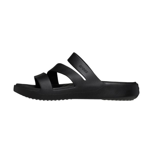 Klapki plażowe damskie Crocs Getaway Strappy. Czarne klapki Crocs, bez wzorów, sportowe, bez obcasa, bez zapięcia. W wyprzedaży za 87.98 zł.
