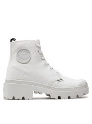 Palladium Trapery Pallabase Twill 96907-141-M Biały. Białe traperki Palladium, bez wzorów, z materiału, bez obcasa, bez zapięcia. Za 329.99 zł.