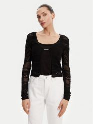 Guess Kardigan W5GR15 Z3E22 Czarny Regular Fit. Czarne swetry Guess, xl, z aplikacjami, z wiskozy, bez ramiączek. Za 187.00 zł.
