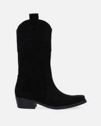 CZARNE KOWBOJKI Z ZAMSZU 44304 M90 CA NER. Czarne botki Venezia, bez wzorów, ze skóry, bez obcasa, bez zapięcia. Za 549.00 zł.