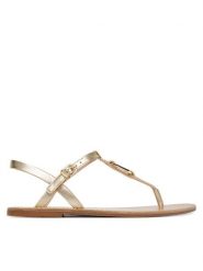 Tommy Hilfiger Sandały Leather Thong Sandal Gold FW0FW09331 Złoty. Żółte sandały Tommy Hilfiger, bez wzorów, ze skóry, bez obcasa, na płaskiej podeszwie, bez zapięcia. Za 449.99 zł.