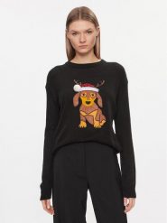 Brave Soul Sweter LKX-230XMASDOG Czarny Regular Fit. Czarne swetry Brave Soul, l, bez wzorów, z wiskozy, bez ramiączek. Za 69.99 zł.