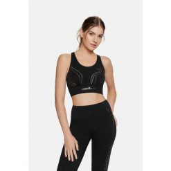 Crop Top sportowy damski Flame Cardiobunny. Czarne biustonosze sportowe Cardio Bunny, bez wzorów, na fitness i siłownię. Za 39.99 zł.