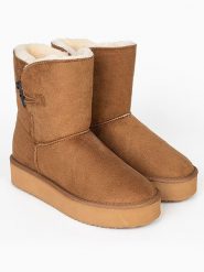ISLAND BOOT Botki zimowe "Emmy" w kolorze jasnobrązowym rozmiar: 36. Brązowe botki Island Boot, bez wzorów, bez obcasa, bez zapięcia. Za 138.21 zł.