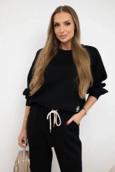 Komplet masełko bluza + spodnie czarny. Czarne bluzy KESI, l, bez wzorów, z dresówki, bez kaptura. Za 342.93 zł.