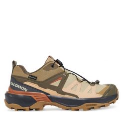 Trekkingi Salomon. Brązowe buty trekkingowe Salomon, z gore-texu, bez zapięcia. Za 569.99 zł.