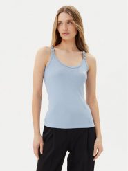 Morgan Top 251-DIDOA Błękitny Slim Fit. Niebieskie topy Morgan, xs, bez wzorów, z wiskozy, bez kołnierzyka, bez ramiączek. Za 99.99 zł.