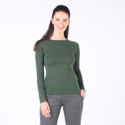 Alize - damska koszulka termoaktywna 100% merino (195 g/m²). Zielone bielizna termoaktywna damska WOOLONA, bez wzorów, z wełny, bez ramiączek, trekkingowe. W wyprzedaży za 297.00 zł.