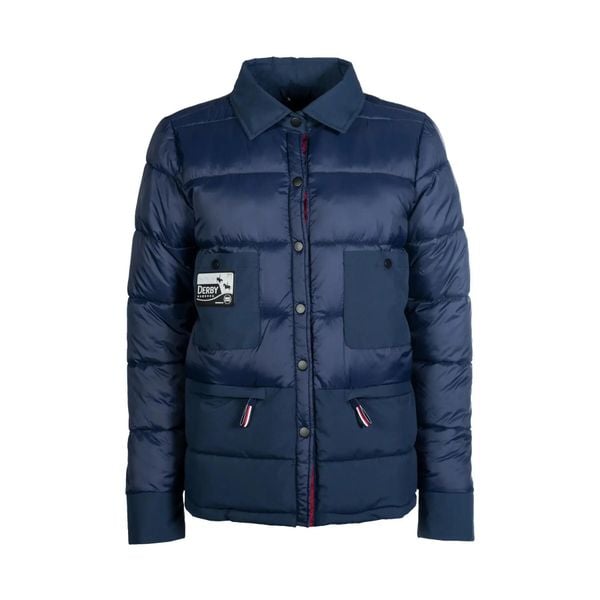 Kurtka puchowa HKM Derby. Niebieskie kurtki HKM, xl, z aplikacjami, z gumy, bez kaptura. Za 409.60 zł.