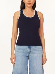 Scotch & Soda Top w kolorze granatowo-białym rozmiar: XS. Białe topy Scotch & Soda, xs, bez wzorów, prążkowane, bez kołnierzyka, bez ramiączek. Za 136.78 zł.
