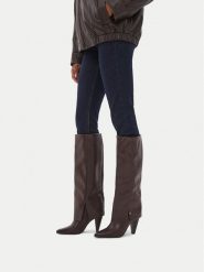 MEXX Kozaki EO-MI001804463W Brązowy. Brązowe kozaki Mexx, bez wzorów, ze skóry, bez obcasa, na słupku, bez zapięcia. Za 429.99 zł.
