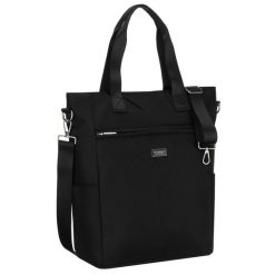 Czarna, pojemna shopperka damska na uchwytach i doczepianym pasku Peterson PTN CTY-17. Czarne torebki klasyczne Peterson, bez wzorów, bez dodatków. Za 79.99 zł.