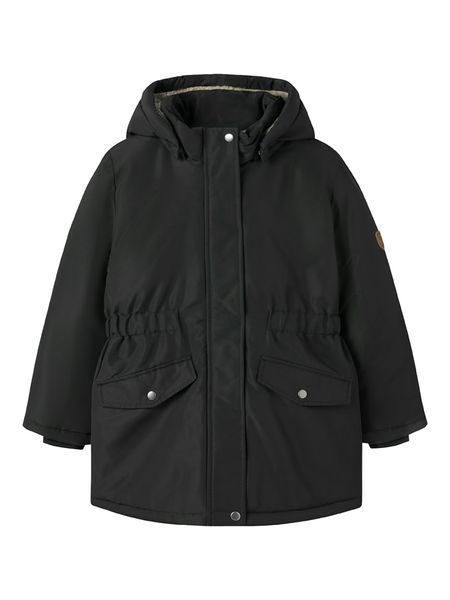Name it Parka "Marlow" w kolorze czarnym rozmiar: 164. Czarne płaszcze Name it, z aplikacjami, ze skóry, bez kaptura. Za 109.26 zł.