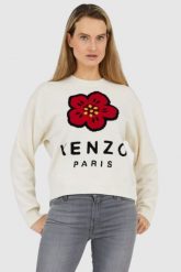 KENZO Kremowy sweter damski boke flower. Białe swetry Kenzo, s, bez wzorów, bez ramiączek. W wyprzedaży za 979.99 zł.