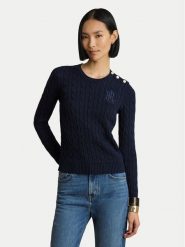 LAUREN RALPH LAUREN Sweter 200P14039002 Granatowy Regular Fit. Niebieskie swetry Lauren Ralph Lauren, xs, bez wzorów, z bawełny, bez ramiączek. Za 859.99 zł.
