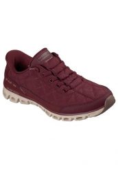 Buty SKECHERS 104556S GLIDE STEP AT EASE Bordeaux. Czerwone buty trekkingowe Skechers, z materiału, bez zapięcia. Za 337.99 zł.