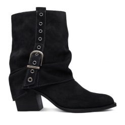 Kowbojki G-Star. Czarne botki G-Star, bez wzorów, retro, bez obcasa, na słupku, bez zapięcia. Za 399.99 zł.