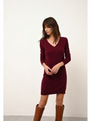 Just Cashmere Kaszmirowa sukienka "Tracy" w kolorze bordowym rozmiar: L. Czerwone sukienki Just Cashmere, na co dzień, l, bez wzorów, z kaszmiru, bez kołnierzyka, bez ramiączek, mini, proste. Za 375.11 zł.