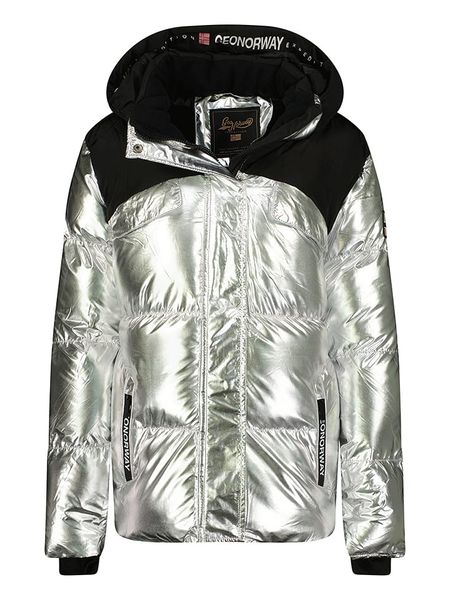 Geographical Norway Kurtka zimowa "Bilkiss" w kolorze srebrnym rozmiar: L. Szare kurtki Geographical Norway, na zimę, l, bez wzorów, z puchu, bez kaptura. Za 253.54 zł.