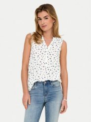 ONLY Bluzka Jette 15348709 Biały Regular Fit. Białe bluzki ONLY, xs, bez wzorów, z wiskozy, bez kołnierzyka, bez ramiączek. Za 79.99 zł.
