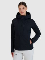 4F Kurtka softshell wiatroodporna membrana 10000 damska - czarna XL. Czarne kurtki 4f, l, bez wzorów, z dzianiny, z kapturem, wspinaczkowe, windstopper. W wyprzedaży za 219.99 zł.