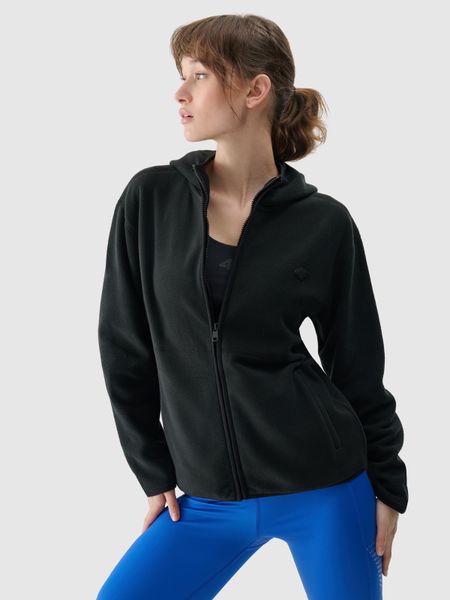 4F Polar regular z kapturem damski - czarny S. Czarne bluzy z polaru 4f, na zimę, s, bez wzorów, z dzianiny, snowboardowy. Za 149.99 zł.