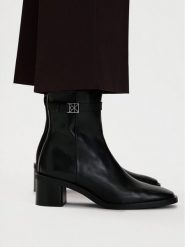 Calvin Klein Botki Block Heel Ank Boot Lth Hdw HW0HW03171 Czarny. Czarne botki Calvin Klein, bez wzorów, bez obcasa, na słupku, bez zapięcia. Za 849.99 zł.