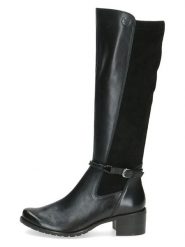 Caprice Skórzane kozaki w kolorze czarnym rozmiar: 37,5. Czarne kozaki Caprice, na zimę, bez wzorów, ze skóry, bez obcasa, bez zapięcia. Za 347.99 zł.