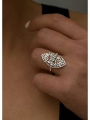 OR Carats Złoty pierścionek z diamentem i kamieniem szlachetnym rozmiar: 60. Zielone pierścionki OR Carats, z diamentem, złote. Za 2,087.99 zł.