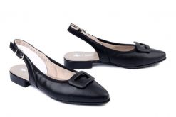 RIEKER 43150-00 black, czółenka damskie. Czarne czółenka Rieker, na lato, bez wzorów, bez obcasa, na obcasie, bez zapięcia. Za 299.90 zł.