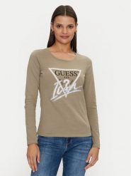 Guess Bluzka Icon W4YI33 I3Z14 Zielony Slim Fit. Zielone bluzki Guess, m, z aplikacjami, z bawełny, bez kołnierzyka, bez ramiączek. Za 149.99 zł.