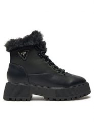 Guess Trapery Rezim FLFREZ ELE10 Czarny. Czarne traperki Guess, z aplikacjami, ze skóry, bez obcasa, bez zapięcia. Za 879.99 zł.