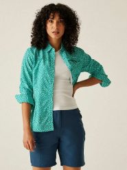 Regatta Koszula funkcyjna "Packaway" w kolorze zielonym rozmiar: 40. Zielone koszule Regatta, bez wzorów, z materiału, sportowe, bez kołnierzyka, bez ramiączek. Za 118.84 zł.