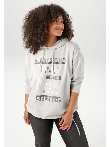 Aniston Bluza w kolorze jasnoszarym rozmiar: 44. Szare bluzy Aniston, bez wzorów, bez ramiączek, z kapturem. Za 82.64 zł.