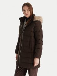 Tommy Hilfiger Płaszcz zimowy WW0WW47540 Brązowy Slim Fit. Brązowe płaszcze Tommy Hilfiger, na zimę, xxs, bez wzorów, z syntetyku, bez kaptura. Za 1,499.00 zł.
