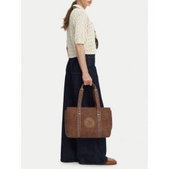 Torebka Beverly Hills Polo Club. Brązowe shopper bag Beverly Hills Polo Club, bez wzorów, bez dodatków. Za 179.99 zł.