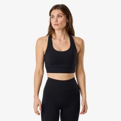 Biustonosz treningowy damski Swedemount Move Strap Bra oddychający. Czarne biustonosze sportowe SWEDEMOUNT, bez wzorów, z tkaniny, na fitness i siłownię. W wyprzedaży za 147.00 zł.